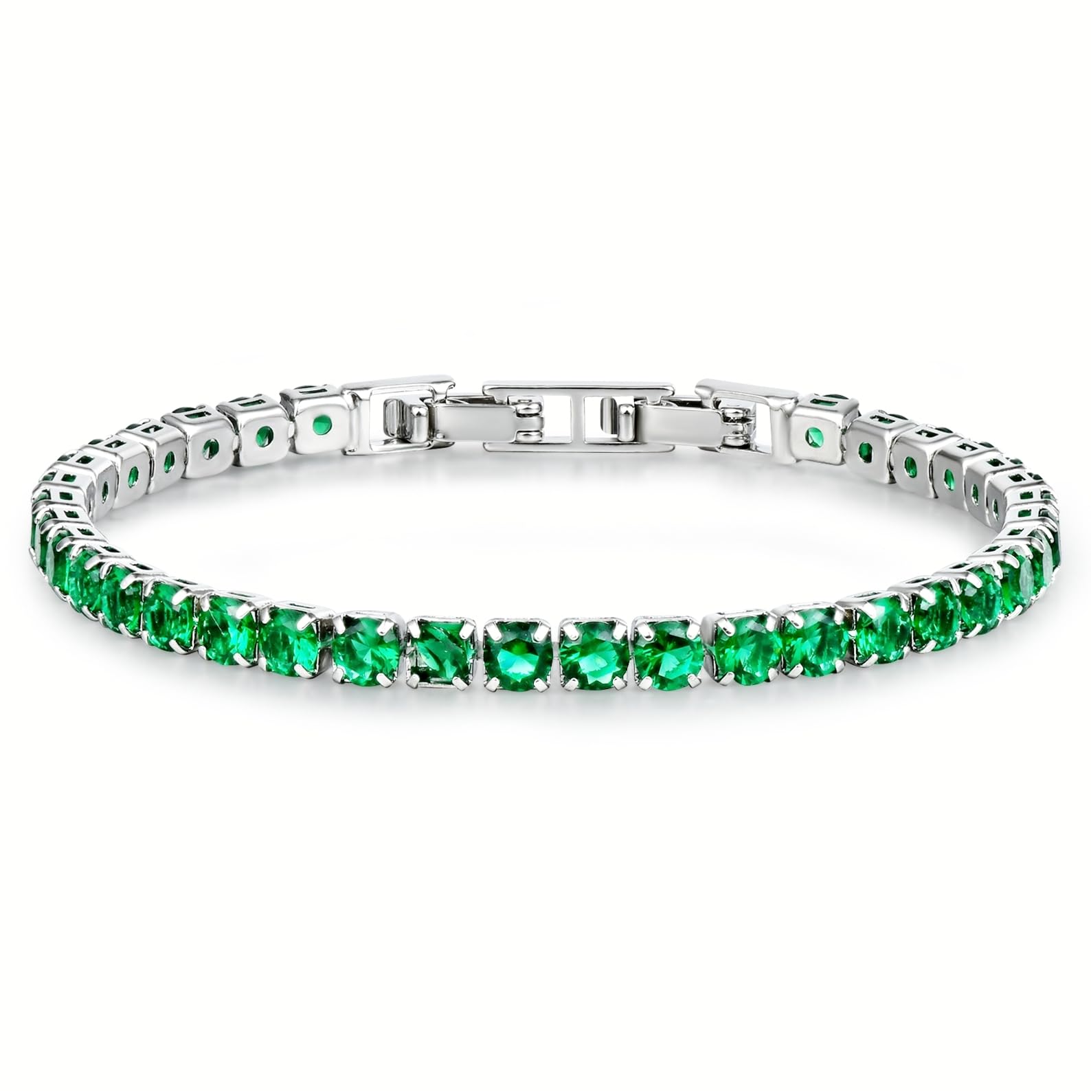 Tennis Bracelets for Women, Silver/Gold Plated 4mm Cubic Zirconia Bracelets Adjustable, Fashion Jewelry Non Tarnish Size 6.6 inch+1.5 inch Extender