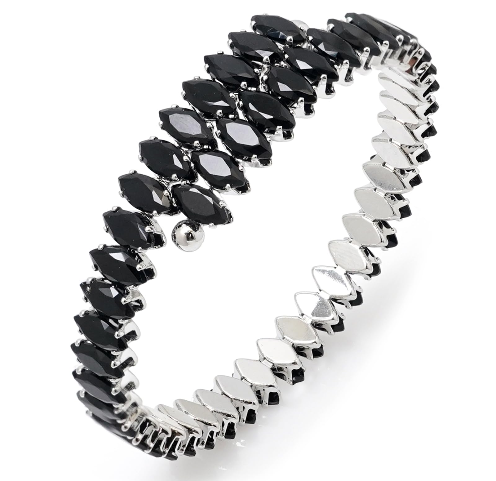 Rhinestone Cuff Bracelet Cubic Zirconia Tennis Bracelets Open Adjustable Elastic Bangle for Women